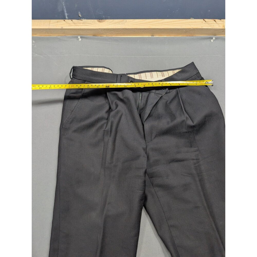 Italian Wool Dress Trousers 46C Dark Charcoal Pleated Suit Pants